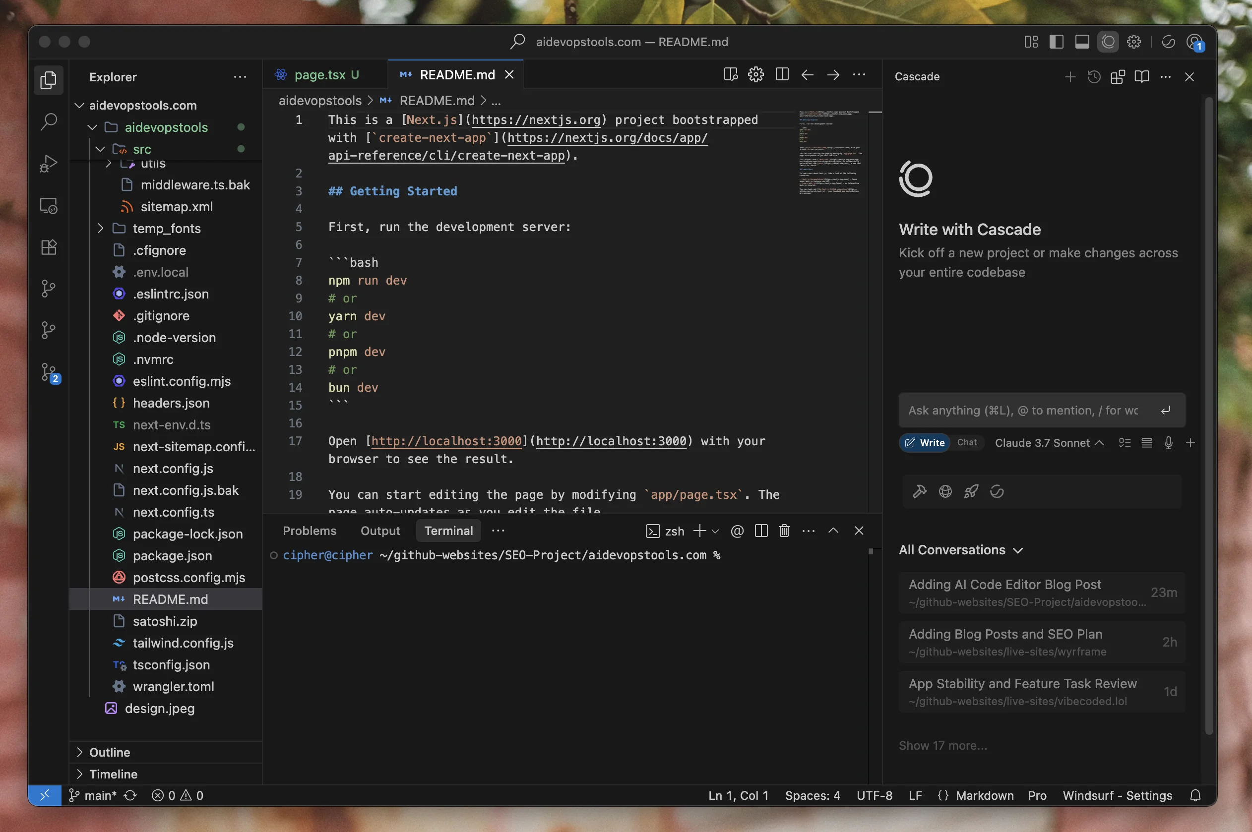 Windsurf AI Code Editor Interface
